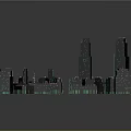 Decorative Lights Illuminating Detailed City Model With Various Buildings And Structures
