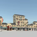 Vibrant Commercial Street With Multi Story Buildings Colorful Signboards And Retail Shops