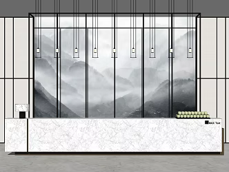 New Chinese Reception Desk Sales Office Service Desk Reception Desk 3d model