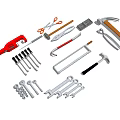 Tool combination saw wrench hammer 3d model