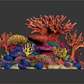 Colorful Coral Reef Marine Scene With Vibrant Red Orange Blue And Purple Structures