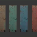 Vintage Style Console Cabinet with Distressed Texture and Four Colors Brown Green Blue Red