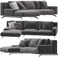 Modern Gray L shaped Sofa With Multiple Pillows And Different Angles 3d model