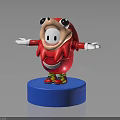Red Cartoon Character With Open Arms And Smiling Expression Standing On Blue Base 3d model