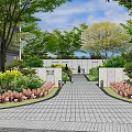 Modern White Pergola With Perforated Design And Green Urban Park Setting
