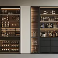 Elegant Wine Cabinet Interior Design With Glasses Bottles And Decorative Items