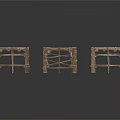 Three Rustic Handmade Wooden Frames With Crossed Supports And Natural Finish