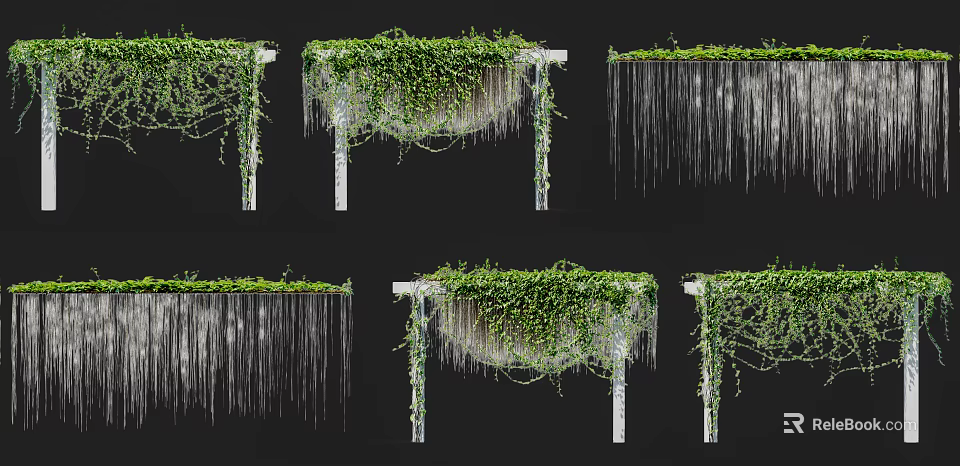 Lush Green Hanging Vines Decorative Arbor Design With Draped Foliage And Leafy Canopy 3d model 