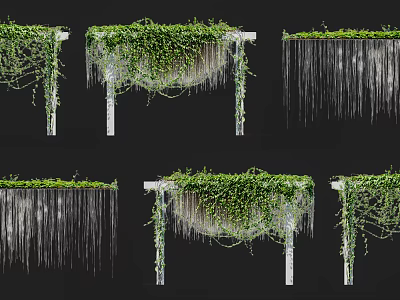 Lush Green Hanging Vines Decorative Arbor Design With Draped Foliage And Leafy Canopy 3d model