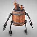 Barrel robot sci-fi robot mecha man 3d model