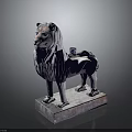 Traditional Stone Lion Statue With Detailed Mane Square Base And Ornamental Top