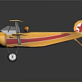 Vintage Yellow Biplane With Red Stars For Cosmic Aerospace Model