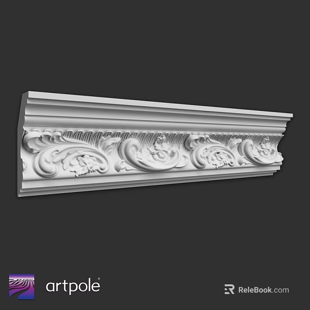 White Decorative Architectural Component With Intricate Carved Patterns And Ornate Details 3d model 