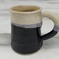Handcrafted Ceramic Mug With Black And White Color Textured Surface And Unique Handle Design