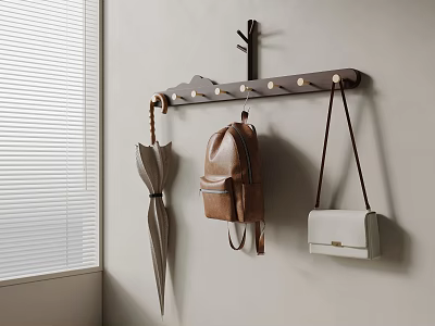 Practical Wall Mounted Hardware Hook Rack For Hanging Umbrella Backpack And Handbag 3d model