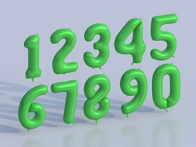 Stylish Green Inflatable Numbers 0 to 9 3D Decorative Display Items 3d model