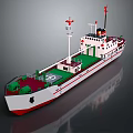 Modern Water Vessel With Green Deck White Superstructure And Red Hull 3d model