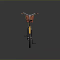 Vintage Bicycle With Black Frame Yellow Fenders Red Seat And Basket