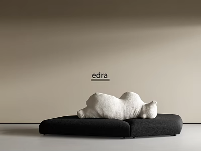 Edra Modern Sectional Sofa With Sculptural White Cushions And Black Frame 3d model