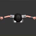 Gray Haired 3D Character With Black White T Shirt White Shorts Wristbands And Outstretched Arms
