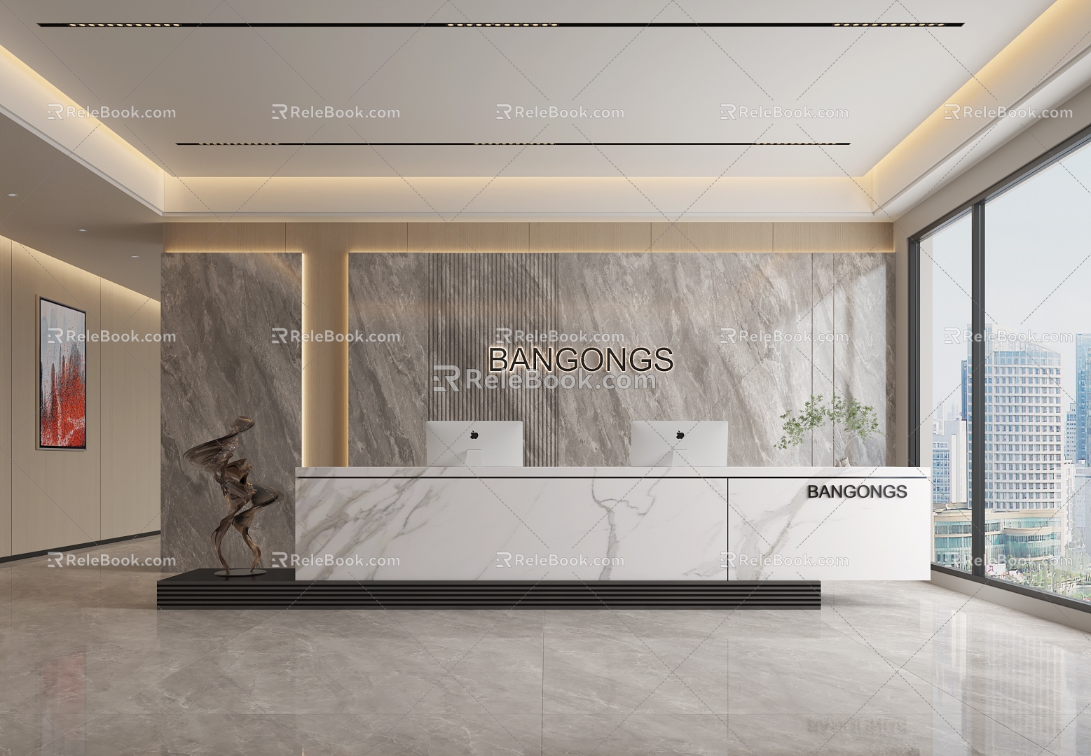 Company Front Desk Front Desk Front Desk Background Wall Reception Area 3d model