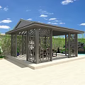 Modern Pavilion With Glass Roof And Geometric Framework Surrounded By Bamboo And Green Plants