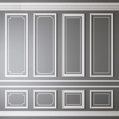 Decorative Ceiling Panel Design With Ornate Frames And White Trim Details 3d model