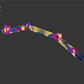 Architectural Decorative Metal Element With Colorful Iridescent Texture And Curved Design