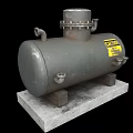 Industrial Storage Tank With Metal Construction Caution Label And Concrete Base 3d model