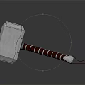Mythic Hammer Weapon With Silver Metallic Textured Head And Brown Wrapped Leather Handle
