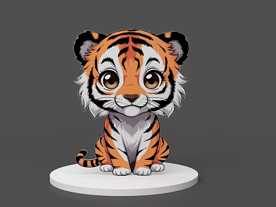 Cute Cartoon Reptile Illustration Sitting On White Base With Adorable Features 3d model