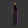 Purple Glass Spirit Bottle With Cork Stopper And Hanging Tag