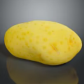 Fresh Yellow Potato With Spotted Surface On Black Background With Reflection 3d model
