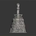 Metallic Industrial Equipment With Curved Pipe Tower Like Structure And Textured Surface