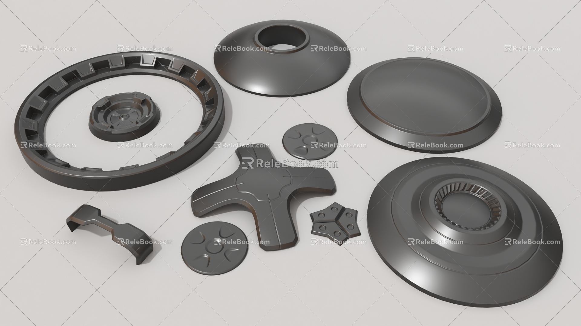 Round hard surface mechanical high-tech industrial parts 3d model