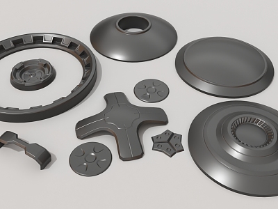 Round hard surface mechanical high-tech industrial parts 3d model