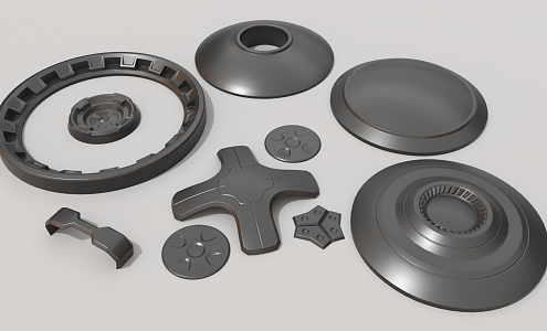 Round hard surface mechanical high-tech industrial parts 3d model