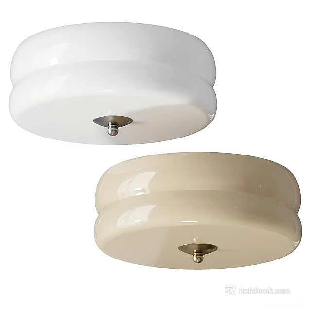 Modern Ceiling Lights White And Beige Simple Design Glossy Surface With Metal Base 3d model