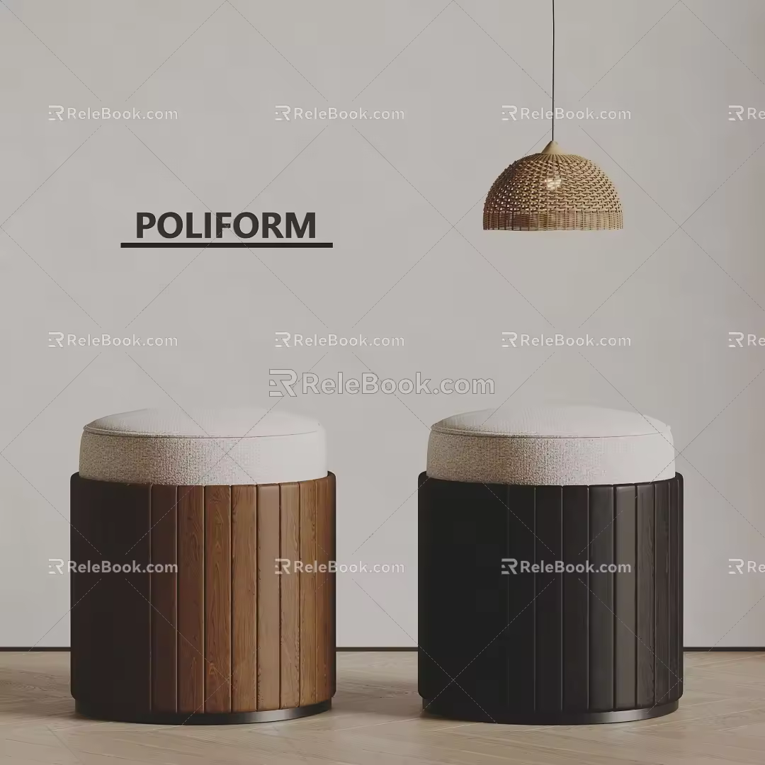 poliform Sofa Stool Fabric Stool Sitting Stool Chandelier 3d model
