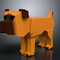 Low Poly Geometric Pug Stuffed Toy in Orange and Brown Color Design