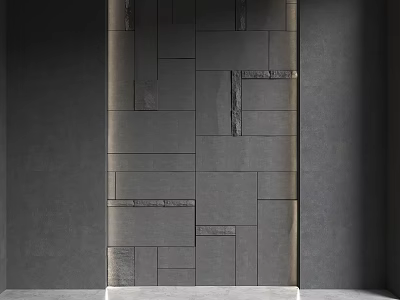 Modern Grey Stone Background Wall With Patchwork Pattern And Natural Texture For Contemporary Interior Design 3d model