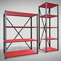 Sturdy Metal Frame Display Shelves With Red Tiers For Retail Exhibition