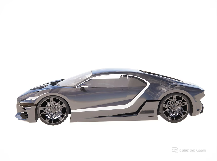 Sleek Modern Sports Car with Aerodynamic Body Design and Large Alloy Wheels 3d model 
