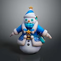 Festive Decorative Snowman With Blue Star Hat Green Eyes And Snowflake Accents