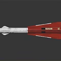 White And Red Rocket Weapon Featuring Tail Fins And Identification Markings