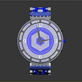 Stylish Blue Electronic Watch With Perforated Strap And Round Dial Design