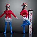 Children In Red Christmas Sweaters With Antler Santa Hats Posing By BELIEVE Sign