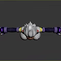 Animated Game Character With White Hair Red Face Purple White Outfit Clawed Feet Design