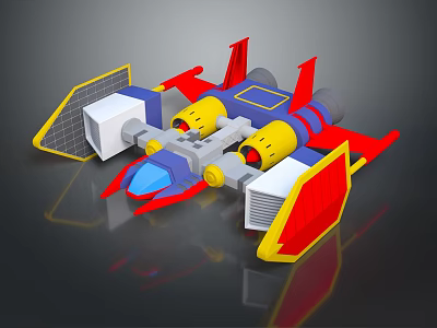 Colorful Model Vehicle With Red Yellow Wings Blue Cockpit And Gray Engine Details 3d model