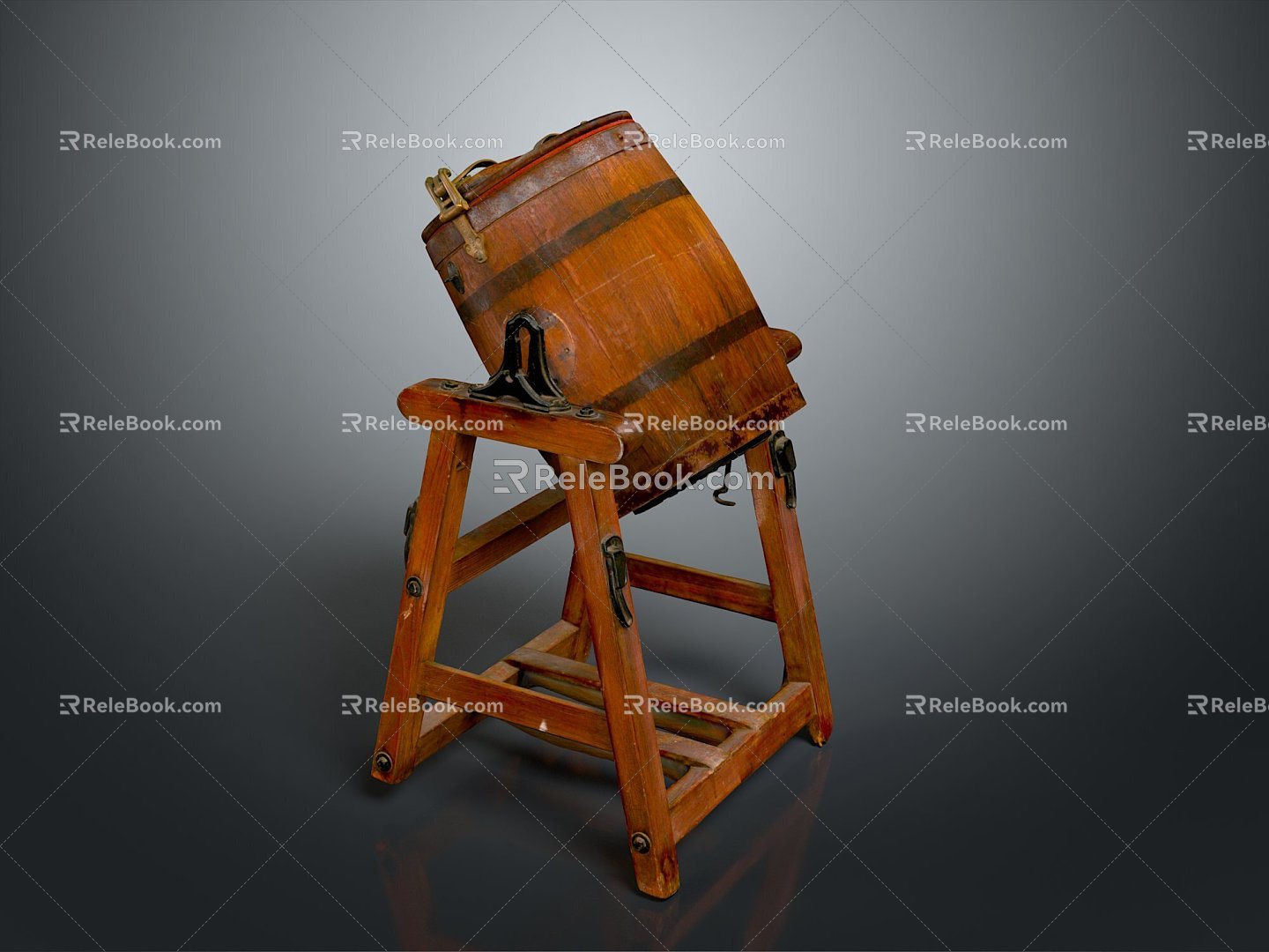 Wooden Barrel Water Barrel Old Wooden Barrel Water Barrel Pot Container Realistic 3d model